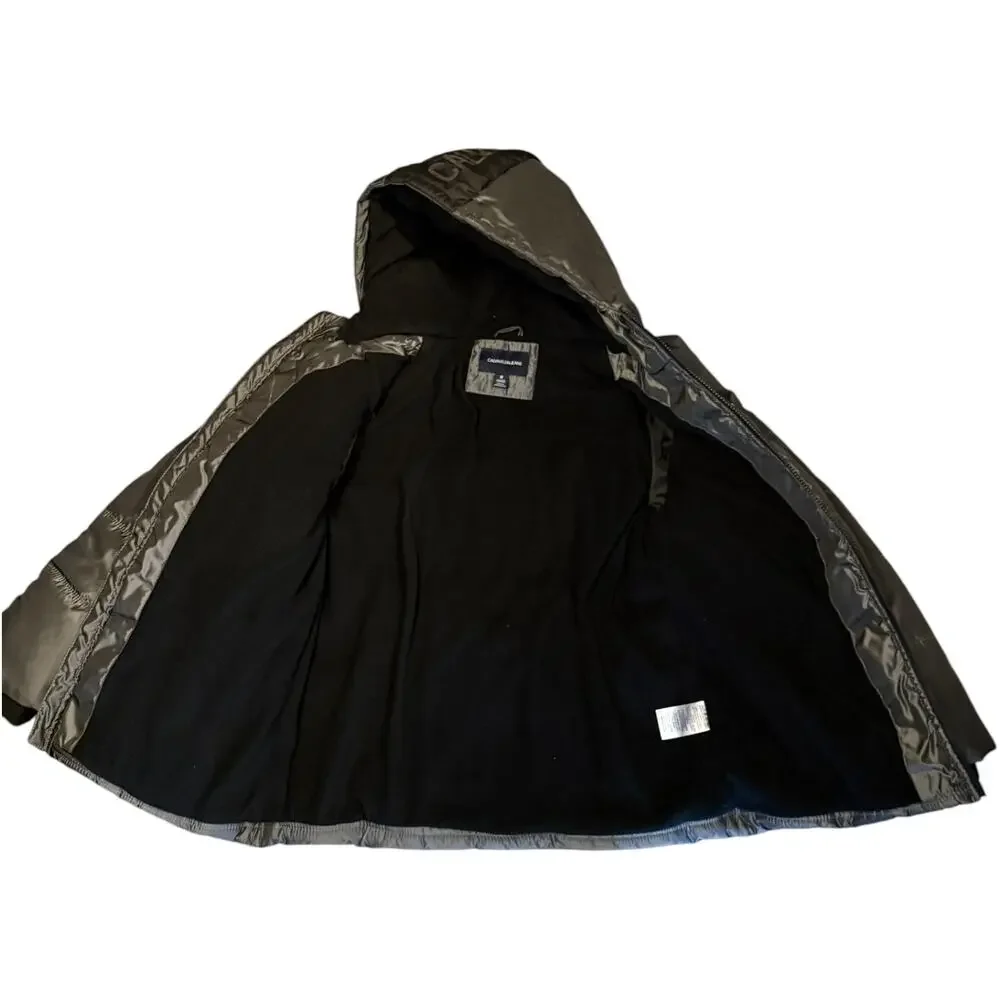 Calvin Klein Jeans Dark Gray Metallic Quilted Hooded Puffer Jacket 10/12 Medium